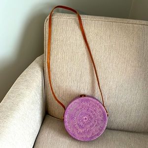 Purple straw purse